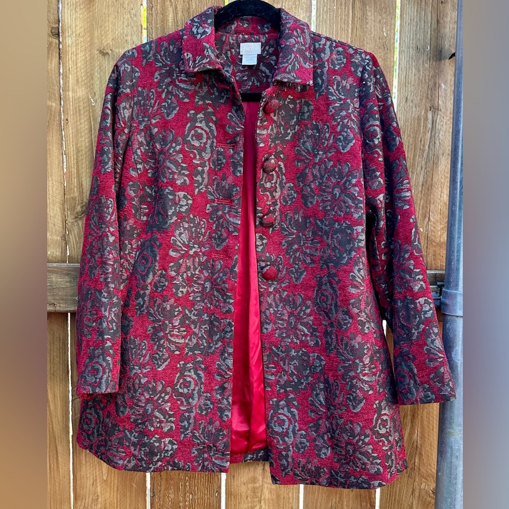 Chico’s Stunning Floral Jacquard Jacket Size 0P US 4P
